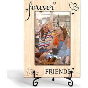 Friendship Gifts Picture Forever 4 x 6 Friends Picture Frame Wooden Picture Frame With Iron Stand Display Frame Desk Decor Home Decor - Forever Friends - 4x6 Horizontal Photo -59 in Saudi Arabia