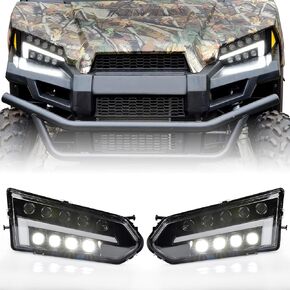 SAUTVS Ranger LED Headlight Assembly, LED Head light Front Lamp with DRL Halo Kit for Polaris Ranger 570 Mid-Size/Diesel/Crew 900/ Crew 570 Accessories