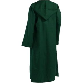 YLYGJGL Long Hooded Wizard Witch Cloak for Halloween Cosplay Costumes Men Women Medieval Renaissance cape Monk Robe (Dark green, XXL)