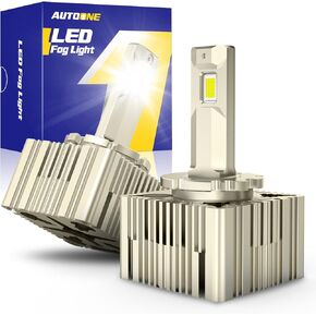 AUTOONE 2024 ترقية D1S D1R LED لمبة الضباب، 24000LM 600٪ أكثر سطوعًا، 6000K Diamond White High Low Beam D1S لمبة، 120W 66144 66140 85140 85415 استبدال زينون الأصلي، سهل التركيب، مقاوم للأشعة فوق البنفسجية