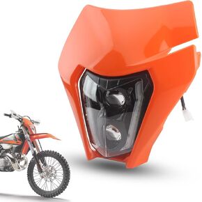 PowerMotor Dirt Bike Headlight LED Headlights Kit Motorcycle Head Lamp Light Kit Compatible with Enduro Pit Bike ATV TC FE TE EXC XCW SXF SX 125 250 300 350 450 500 530 SMC R 690(Orange
