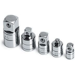 SK Tools USA, LLC , 4506, SK Attachments and Sets, Female and Male Drive Adapter Set, 1/4 Inch to 1/2 Inch, SuperKrome Finish , 5 Piece