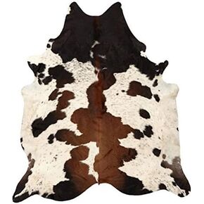 Pure Tricolor Brazilian Cowhide Rug Leather Cow Skin Area Rug Hair on Leather Hide 5 X 5 Approx