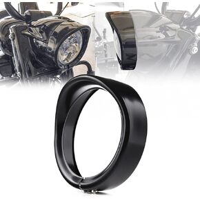 7 Inch Headlight VisorTrim Ring Compatible with Road King FLD FLHR Trike Parts Touring Bikes (Black)