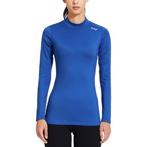 BALEAF Thermal Shirts for Women Long Sleeve Fleece Tops Running Workout Cold Weather Gear Compression Zipper Pocket