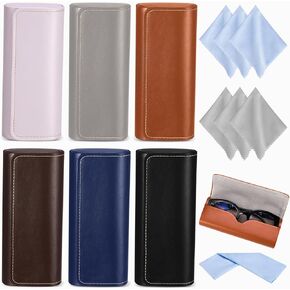 6Pack Glasses Case, Eyeglasses Case Hard Shell, Lightweight Portable Case for Sunglasses Eye Glasses Case with Cleaning Cloth