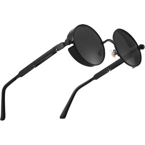 Polarized Steampunk Sunglasses, UV Protection, Metal Frame, Outdoor Circle Shades in Kuwait