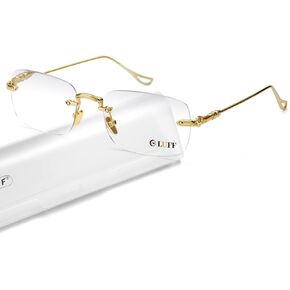 LUFF Frameless Reading Glasses for Women Men,Rimless Readers Blue Light Metal Classic Computer Eyeglasses Anti Eyestrain