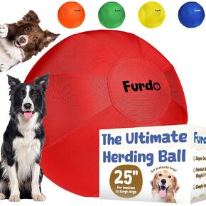 25" Herding Ball for Dogs, for Australian Shepherd, for Cattle Dogs, for Border Collie, for Blue Heelers & Other Medium to Large Dogs, Herding Dog Ball, Herding Dog Toys, Horse Ball - Red
