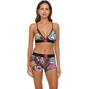 Tom and Jerry Women’s Sports Bra & Boxer Briefs Underwear Set, Triangle Bra with Adjustable Straps/Removable Pads