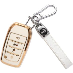 for Toyota Key Fob Cover: Premium TPU for Toyota Key Fob Case Shell with Keychain Fit for 2016-2024 Venza Camry RAV4 Land Cruiser Fortuner Highlander Corolla Cross Hilux (G-BULE)