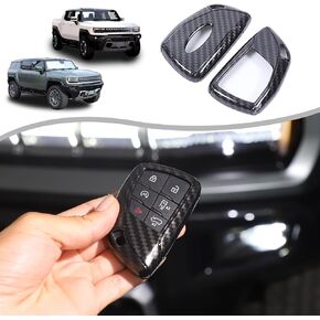 for Hummer EV Accessories Carbon Fiber Style Car Key Fob Case Cover,Pickup SUV Smart Remote Key Fob Cover Case Protection Shell Compatible with Hummer EV 2022-2025