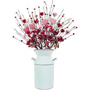 Uieke 4Pcs St Patricks Day Decorations Artificial Shamrock Flower Picks with Vase Shamrock Berry Stems for St. Patrick's Day Home Spring Office Party Table Centerpiece Irish Decor