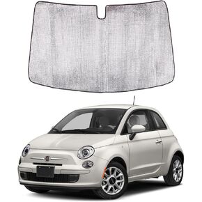 Windshield Sunshade for Fiat 500 2010-2024/ Abarth 595 2014-2024, Front Window Sun Shade, Foldable Reflective Sun Visor, Screen Shield Cover Blocker Protector HeatShield (Black)