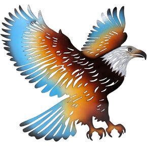 AMAJY Majestic Metal Eagle Cutout Wall Art - Exquisite Collectible Décor - Durable Metal with Gradient Colors - Simple Hanging with 2 Ready-to-Hang Hooks - Ideal for Home, Office, or Cabin
