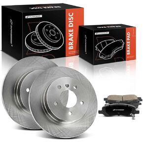 A-Premium 11.49 inch (292mm) Rear Solid Disc Brake Rotors + Ceramic Pads Kit Compatible with Select Buick and Cadillac Models - Lucerne, DTS, 2006-2011, 6-PC Set