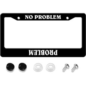 No Problem/Problem Sticker Connection License Plate Frames, 1 Pack Stainless Steel Car License Plate Cover Accessory Rustproof Personalize Decor 12" X 6"