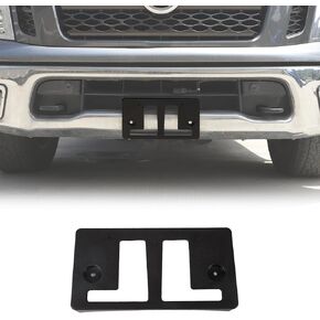 Front License Plate Mount Bracket Replacement Compatible with Nissan Titan 2016-2019, ABS Front Bumper License Plate Frames Holder, License Plate Trim Base Replacement Kit