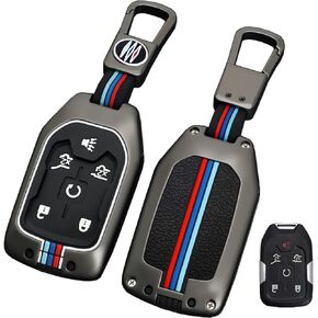 for GMC Key Fob Cover TPU Key Protector Shell Keyless Remote Smart Key Fit for Acadia Terrain Yukon Chevrolet Chevy Suburban Tahoe (Gunmetal-B)