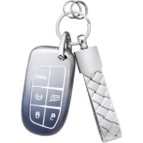 Key Fob Cover for Honda Civic 2024 2025 Grey Car Keys Case Fit for CRV Accord Pilot HRV 5 Button TPU Silver Keychain