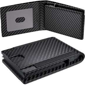 doeboe Wallet, Men's Wallet, Smart Wallet for Men,Pop up Wallet, Minimalist, Bifold, Slim, Leather Wallet, Card Holder, RFID Blocking Wallet,Present, Gifts for Him (Carbon Fiber)