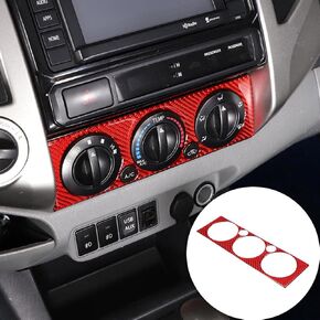 Soft Carbon Fiber Car Center Control Air Conditioning Adjustable Trim Sequins Stickers Trim Fit For Toyota Tacoma 2006 2007 2008 2009 2010 2011 2012 2013 2014 2015 (Black Carbon Fiber)