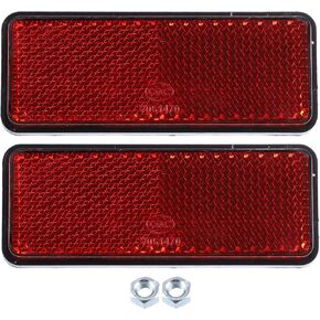 X AUTOHAUX 2 Pcs M6x1.0 Red Plastic Universal Rectangular Screw Mount Reflective Warning Reflector for Motorcycle Bike