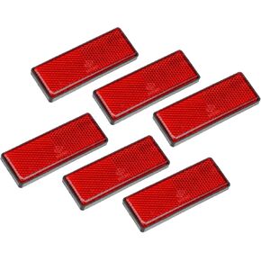 Motoforti 6 Pcs Rectangular Stick-on Safety Spoke Reflective Self Adhesive Reflector for Gate Posts Cars Trailer Motorcycle Bicycle Bike 87mm Length Red Long-Lasting