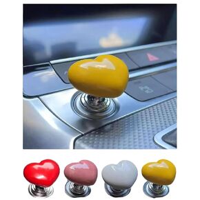 Women Heart-Shaped Car Push to Start Button Rocker,Automotive One-Touch Start Button Starter Cover Decorative Accessories, Car One Button Start Lever Car Engine Start Stop, Button Joystick (Pink)
