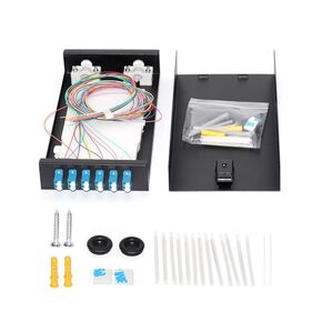 LC OS2 Rack Mount Fiber Enclosure 12 Core 6 Port, Fiber Optic Wall Mount Fiber Enclosure, Including OS2 Pigtail and LGX Loaded Patch Panel for Fiber Optic Network