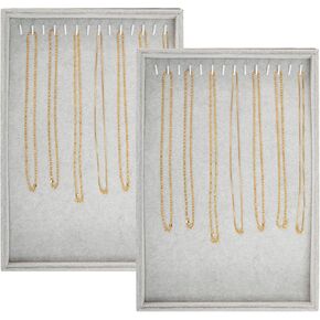 Polmart Stackable Necklace & Jewelry Organizer/Storage/Display Trays, Black Velvet (2-Pack)