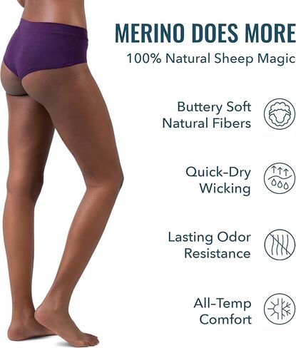 Women's Merino Wool Cheeky Brief - Ultralight - Wicking Breathable Anti-Odor in Kuwait