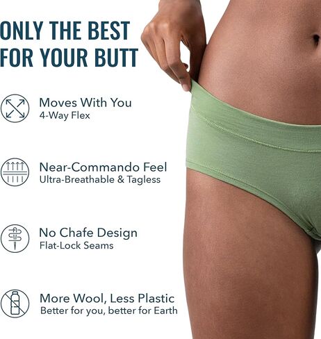 Women's Merino Wool Cheeky Brief - Ultralight - Wicking Breathable Anti-Odor in Kuwait