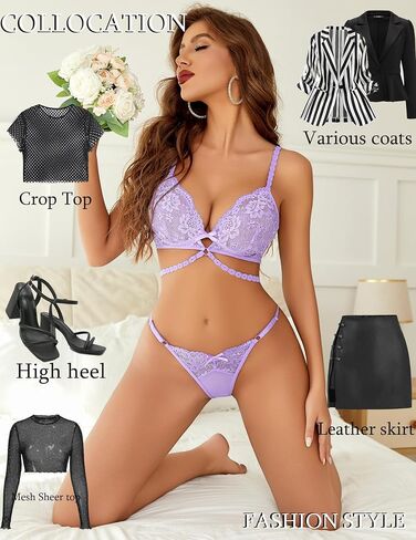 Avidlove Lingerie Sets for Women Sexy Lace Bra and Panty Set Lace Bra with Thong 2 Piece Lingerie Babydoll in Kuwait