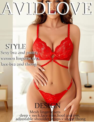 Avidlove مجموعات الملابس الداخلية للمرأة مثير الدانتيل الصدرية واللباس الداخلي مجموعة الدانتيل الصدرية مع ثونغ 2 قطعة الملابس الداخلية بيبي دول in Kuwait