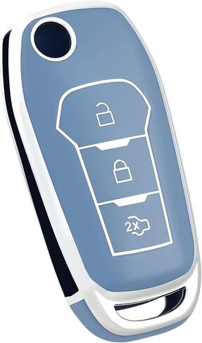 for Ford Key Fob Cover, Soft TPU Protection Key Fob Case Fit for Ford Maverick F150 F250 F350 F450 F550 Ranger Bronco Expedition Escape Explorer Fusion EcoSport Smart Key (Silver Purple) in Kuwait
