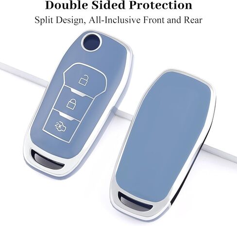for Ford Key Fob Cover, Soft TPU Protection Key Fob Case Fit for Ford Maverick F150 F250 F350 F450 F550 Ranger Bronco Expedition Escape Explorer Fusion EcoSport Smart Key (Silver Purple) in Kuwait