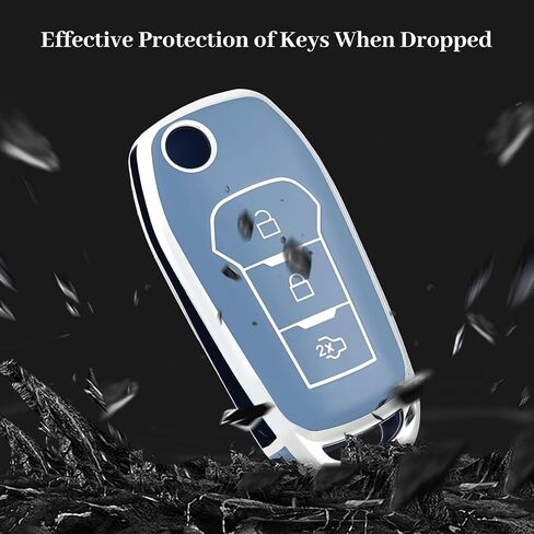 for Ford Key Fob Cover, Soft TPU Protection Key Fob Case Fit for Ford Maverick F150 F250 F350 F450 F550 Ranger Bronco Expedition Escape Explorer Fusion EcoSport Smart Key (Silver Purple) in Kuwait