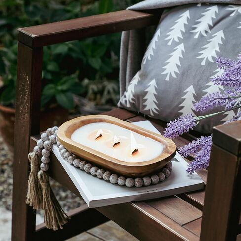 شمعة وعاء خشبي مقاس 25.4 سم، شمعة مزرعة كبيرة من الصويا للطاولة، معطرة بخشب الصندل، 3 فتائل خشبية، هدايا شموع عيد الميلاد للرجال والنساء in Kuwait
