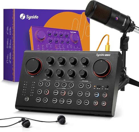 Audio Interface for Phone 16-bit 48 kHz with Built-in Microphone Portable Live Broadcast 9 Customizable Sound Effects Sound Card for Audio Recording and Playback on Phones, Computers, Tablets in Saudi Arabia