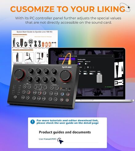 Audio Interface for Phone 16-bit 48 kHz with Built-in Microphone Portable Live Broadcast 9 Customizable Sound Effects Sound Card for Audio Recording and Playback on Phones, Computers, Tablets in Saudi Arabia
