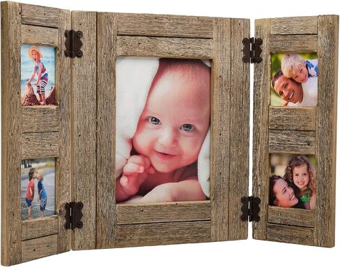 EXCELLO GLOBAL PRODUCTS Rustic Distressed Wood Collage Picture Frames: Holds 5 Photos (White): in Kuwait