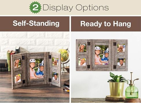 EXCELLO GLOBAL PRODUCTS Rustic Distressed Wood Collage Picture Frames: Holds 5 Photos (White): in Kuwait