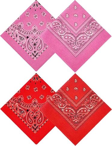 2/4 Pack Paisley Cowboy Bandanas Handkerchiefs Outdoor Cotton Head Scarf Headband Headwear Face Mask for Men Women in Saudi Arabia