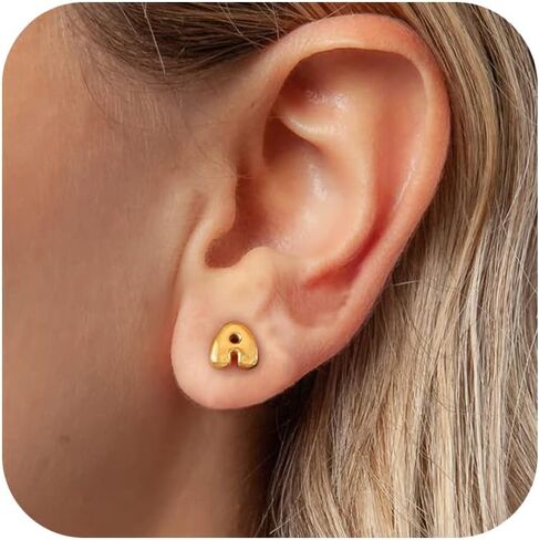 Gold Stud Earrings for Women - Gold Earrings for Women Teen Girls Gifts Trendy Dainty Cute 14K Gold Plated Bubble Letter Earrings Gold Stud Earrings Prom Earrings Gold Jewelry Gifts in Saudi Arabia