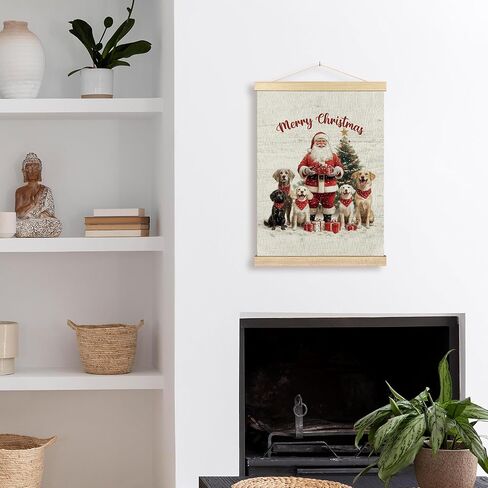 BCUANGD Winter Wall Art - Pine Tree Holiday Elk Deer Wall Decor Poster Hanger with Wood Frames, Rustic Snowy Landscape Wall Hanging Canvas Decor for Farmhouse Home Bedroom, 12x16 Inches in Saudi Arabia