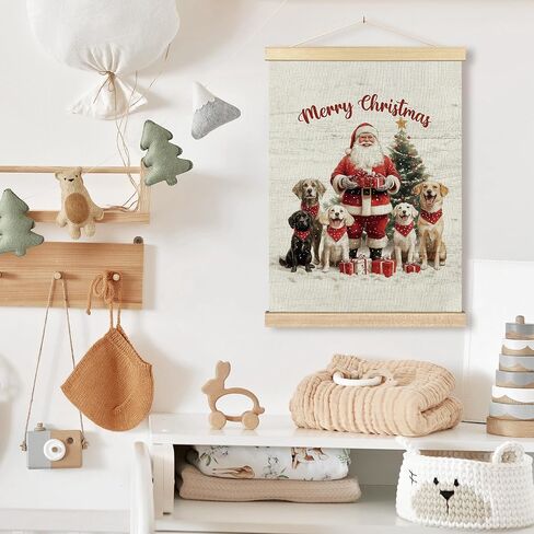 BCUANGD Winter Wall Art - Pine Tree Holiday Elk Deer Wall Decor Poster Hanger with Wood Frames, Rustic Snowy Landscape Wall Hanging Canvas Decor for Farmhouse Home Bedroom, 12x16 Inches in Saudi Arabia