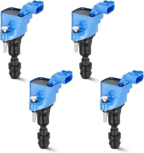 4PCS Ignition Coil Pack Compatible with Buick Lacrosse Regal Verano Pontiac G5 G6 Solstice GMC Saturn Aura Ion Sky Vue Captiva Equinox 2.4L 2.2L 2.0L, Replace UF491, Blue in Kuwait