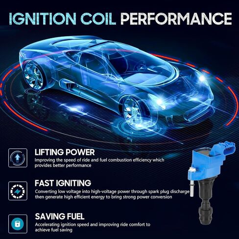 4PCS Ignition Coil Pack Compatible with Buick Lacrosse Regal Verano Pontiac G5 G6 Solstice GMC Saturn Aura Ion Sky Vue Captiva Equinox 2.4L 2.2L 2.0L, Replace UF491, Blue in Kuwait