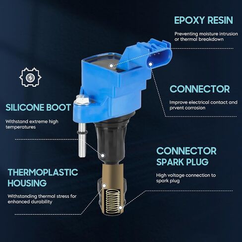 4PCS Ignition Coil Pack Compatible with Buick Lacrosse Regal Verano Pontiac G5 G6 Solstice GMC Saturn Aura Ion Sky Vue Captiva Equinox 2.4L 2.2L 2.0L, Replace UF491, Blue in Kuwait